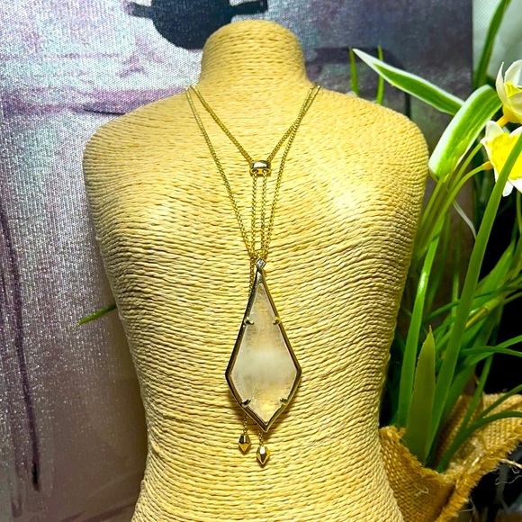 Kendra Scott necklace Olivia crackle long adjustable lariat necklace. - Picture 1 of 6